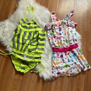 Terry cloth cover up and two piece halter bathing suit 🥰